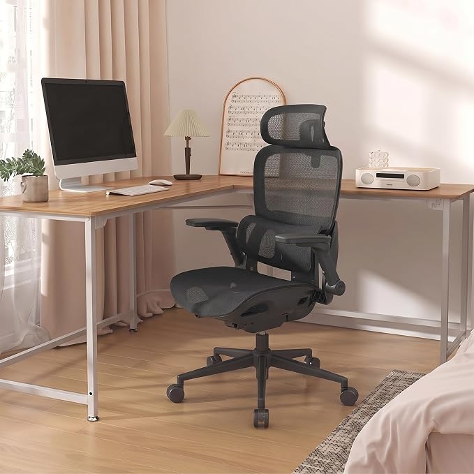 SIHOO B300 PRO Comfy Ergonomic Office Chair Without FOOTREST, Black | Mesh Computer Chair with 360° FILP-up 6D Armrests, 135° Reclining, Breathable Desk Chair for Home Office, Holds 300 LBS