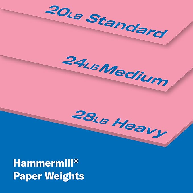 Hammermill Colored Paper, 20 lb Cherry Printer Paper, 8.5 x 11-10 Ream (5,000 Sheets) - Made in the USA, Pastel Paper, 102210C