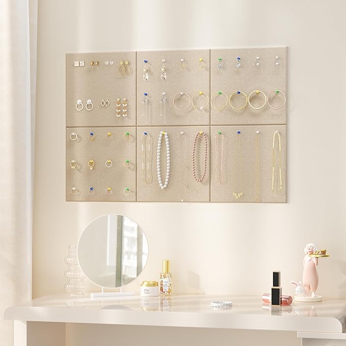 Large Cork Board for Wall, 36" x 24" Bulletin Board with Pushpins, 6 Panels Felt Tiles Tack Push Pin Board for Office, Tan