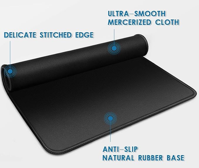 Mouse Pad 3 Pack, Black Mouse Pads 11 x 8.7 in, 35% Larger Size, Smooth Surface, Stitched Edges, Non-Slip Rubber Base. Ideal Mousepad for Computer, Laptop, Office, Home & Gaming | 35% Larger for Smooth Control, Non-Slip Rubber Base and Stitched Edges. ...
