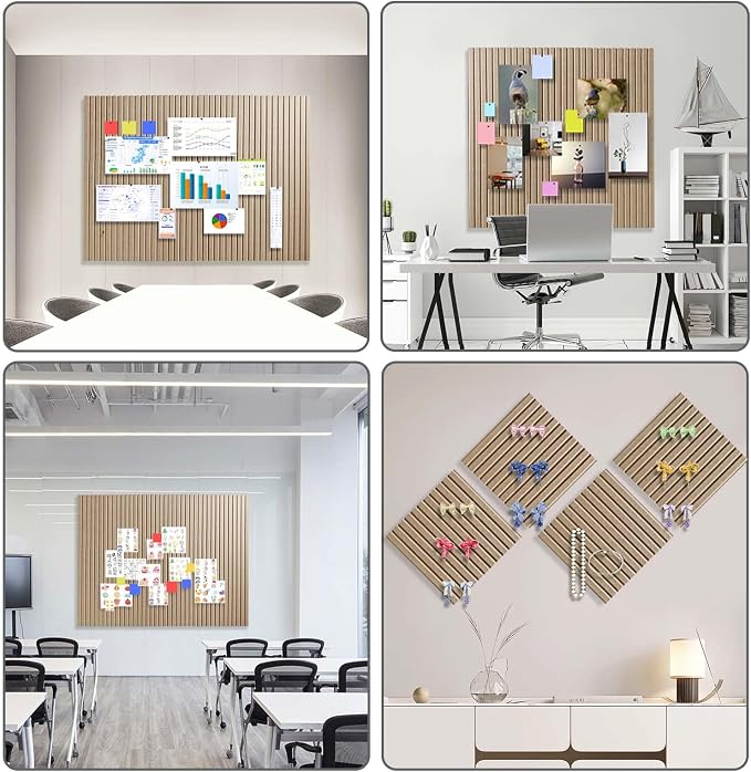 48" x 36" Large Felt Bulletin Board 1/2" Thick, Tan | 12 Pack Felt Tiles, Cork Board Alternative, 60 Adhesive Tabs, Pin Board for Home Office Decor with Easy Install