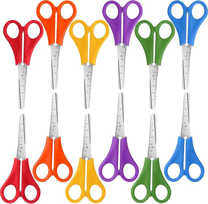 Kids Scissors Bulk of 12-Pack, Taotree 5" Kid Scissors for School Office | School Supplies, Craft Supplies, Small Blunt Tip Safety for Toddler Child Student Classroom Teacher Scrapbook Scrapbooking