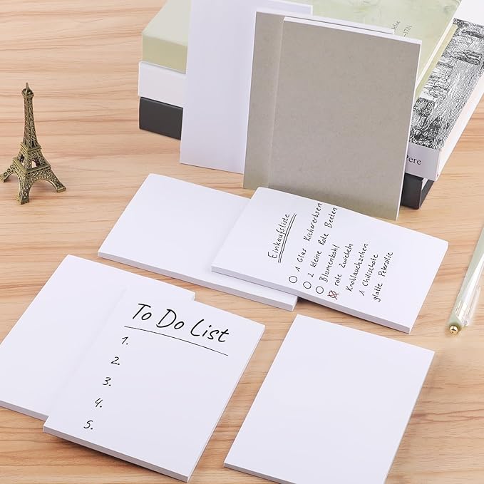8 Pack Note Pads 3x5, Blank Server Notepad Scratch Pads, 50 Sheets Each | 80 GSM Thick White Paper for Writing, Quick Notes, Grocery Shopping Lists, Small Mini Memo Notebook for Home and Office