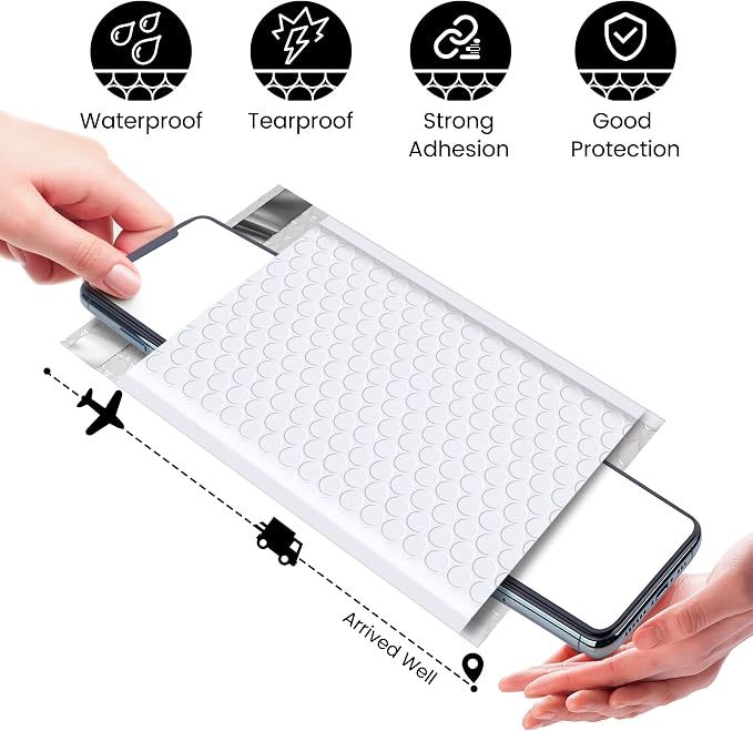 Fuxury Bubble Mailers 4x8" 500 Pack Wihte Self Seal Padded Envelopes Bulk | Usable Size 4x7" Bubble Mailing Envelopes Opaque Padded Mailers Shipping Bags for Mailing Jewelry Makeup Small Business