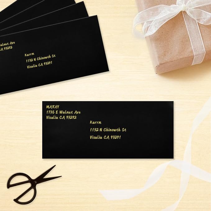100 Pack #10 Business Envelopes, Black Standard Envelopes Self Seal, Letter Size Business Mailing Envelopes for Checks Letters Invoices Statements Birthday Graduation Wedding,4 1/8 x 9 1/2 Inch