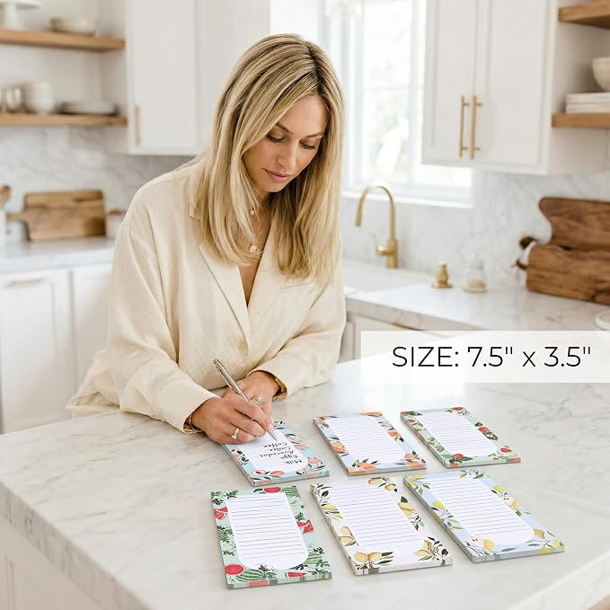 ZICOTO Beautiful Magnetic Notepads for Fridge - Set Of 6 To Do List Pads | Modern Note Pads with Lined Pages to Easily Write Notes and Make Grocery/shopping Lists - Strong Magnets for Refrigerator