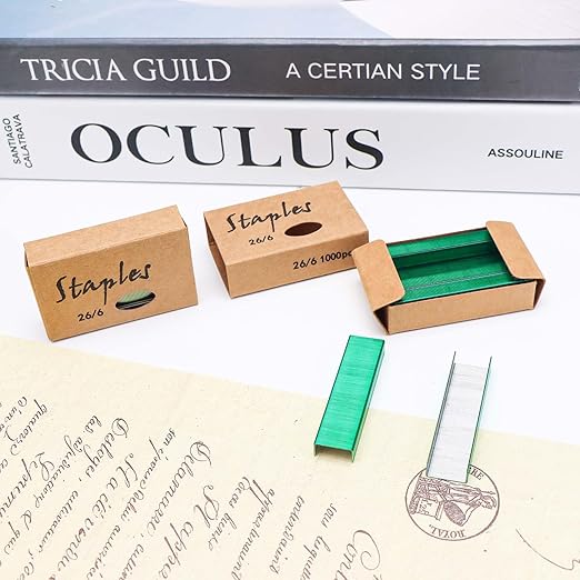 6000 Green Staples, 26/6 Standard Colored Staples | Fit Desktop Manual Stapler Refill Office Supplies Accessories