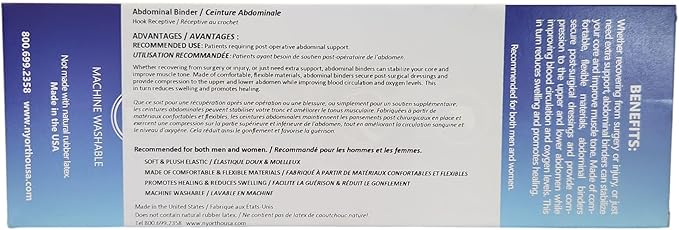 NYOrtho Pediatric Abdominal Binder 6" 2-Panel - Unisex Post-Surgery Compression Wrap for Teens - Abdominal Support Belt for Hernia, Back Pain, Muscle Strain - Latex-Free - Made in USA (30"-45")