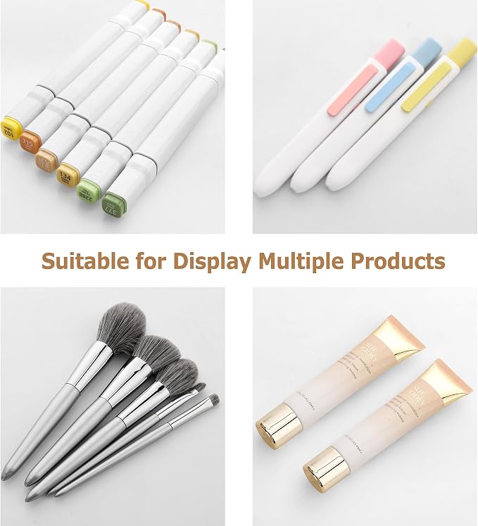 Acrylic Desk Fountain Pen Display Stand Holder, Clear 3 Spaces Vertical | Makeup Brush Rack, Ballpoint Pencil Wand Showcase, Paintbrush Drying Organizer for Home School Office or Store Use