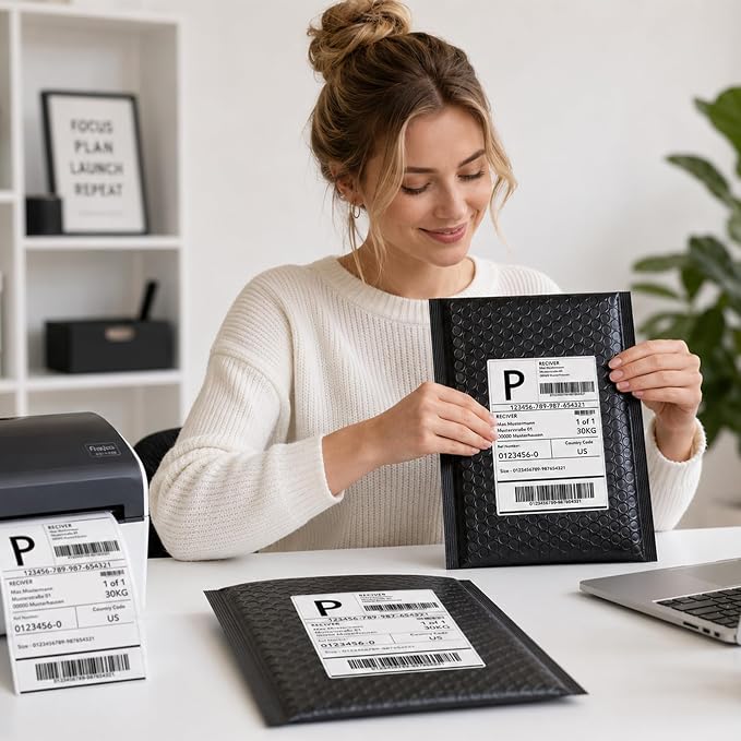 Fuxury Thermal Labels 4x6 500 Labels Fanfold Direct Shipping Label | with Perforated and Strong Adhesive Mailing Stickers Paper Thermal Printer Sticker for Most Printer Shipping Supplies
