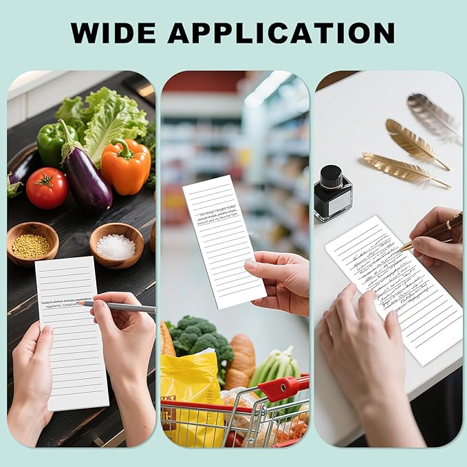 Magnetic Notepads Note Pads for Fridge with Full Magnet Back, 180 Sheets White Lined Refrigerator Notepad, 30 Sheets Per Pad for Grocery List, Shopping List, Office, Home, To-Do Lists & Memos