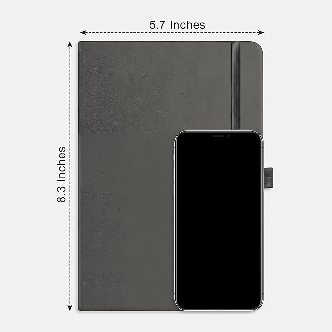 RETTACY Blank Journal Notebook, 192 Pages, A5 Medium Size (5.7'' x 8.3''), Leather Hardcover, 100 GSM Thick Paper, for Sketching, Drawing, Painting (Gray)