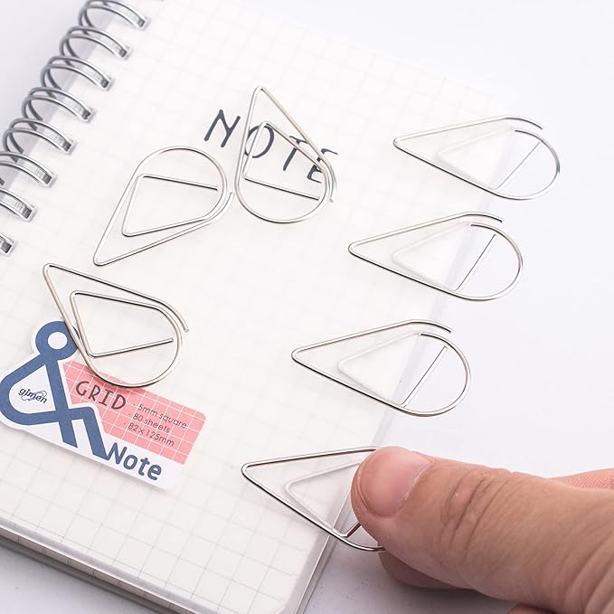 Silver Paper Clips Medium, 1.3 inch/33 mm, 100 Pieces | Drop-Shaped , Stainless Steel, For Office School Supplies, Wedding Invitations, Document Organizing, Greeting Cards