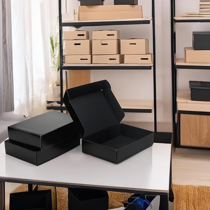 Rempry 40 Pack 9x6x2 Inches Black Shipping Boxes, Cardboard Corrugated Mailer Boxes for Packaging Small Business, Small Gift Boxes for Mailing Present