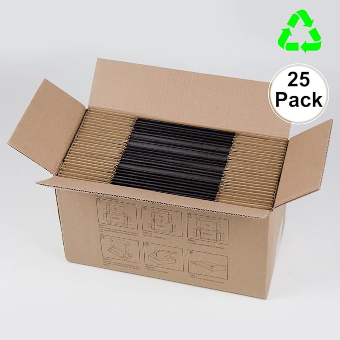 6x4x3 Inches Shipping Boxes Pack of 25, Packaging Corrugated Cardboard Mailer Boxes for Small Bussiness, Black