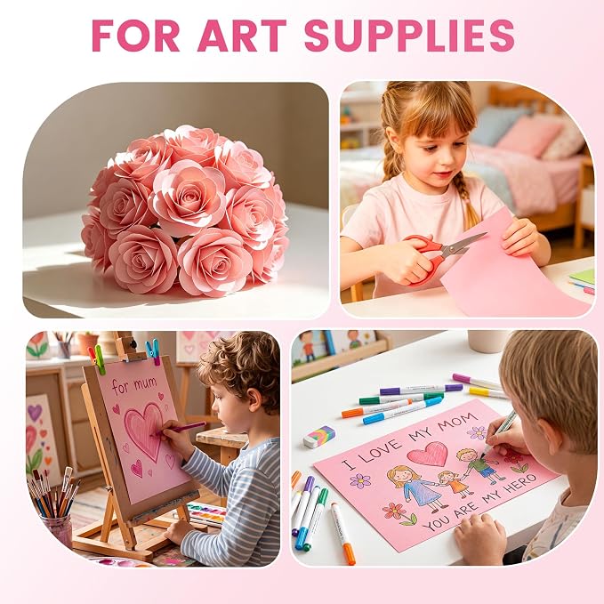 8.5x11 Inches Colored Copy Paper, 600-Sheets Pastel Pink Printer Paper | Bulk Pink Copy Paper for Office & School, Premium 80GSM Thick Color Paper Great for Printing, Arts & Crafts, School Projects