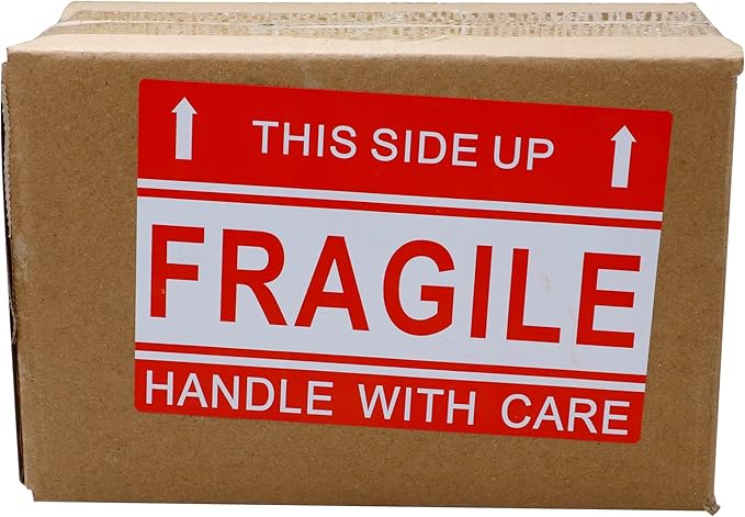 Hybsk This Side Up Fragile Stickers 4"*6" Handle with Care Shipping and Packing Warning Adhesive Labels 100 Per Roll (4x6 inch)