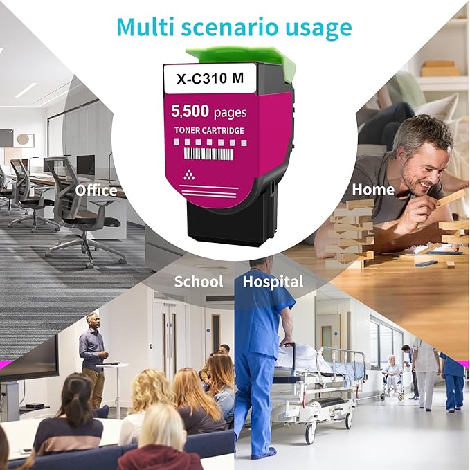 Toner for Xerox C315 C310 Printer,5,500 Pages High Capacity Ink Cartridge Replacement 006R04366 Code Compatible 006R04358 Standard Capacity C310/DNI C315/DNI Color Multifunction Printer(Magenta)