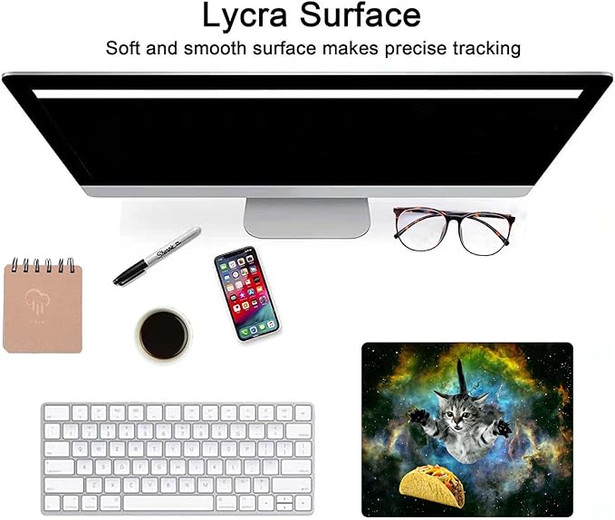 Cute Cat Space Taco Galaxy Gaming Mouse Pad - Non-Slip Rubber Base for Laptop, Desk Dad