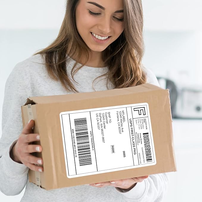 MFLABEL Full Sheet Sticker Paper - 25 Sheets 8.5" x 11" White Matte Printable Vinyl Labels for Inkjet & Laser Printers, Permanent Adhesive for Shipping, Address, Packaging & DIY Crafts