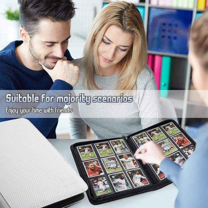 Trading Card Binder, Premium 9 Pocket Double Sided 540 Pocket PU Card Collection Binder, Collectible Trading Card Albums for MTG, TCG, Sport Card, Game Cards (White 1)