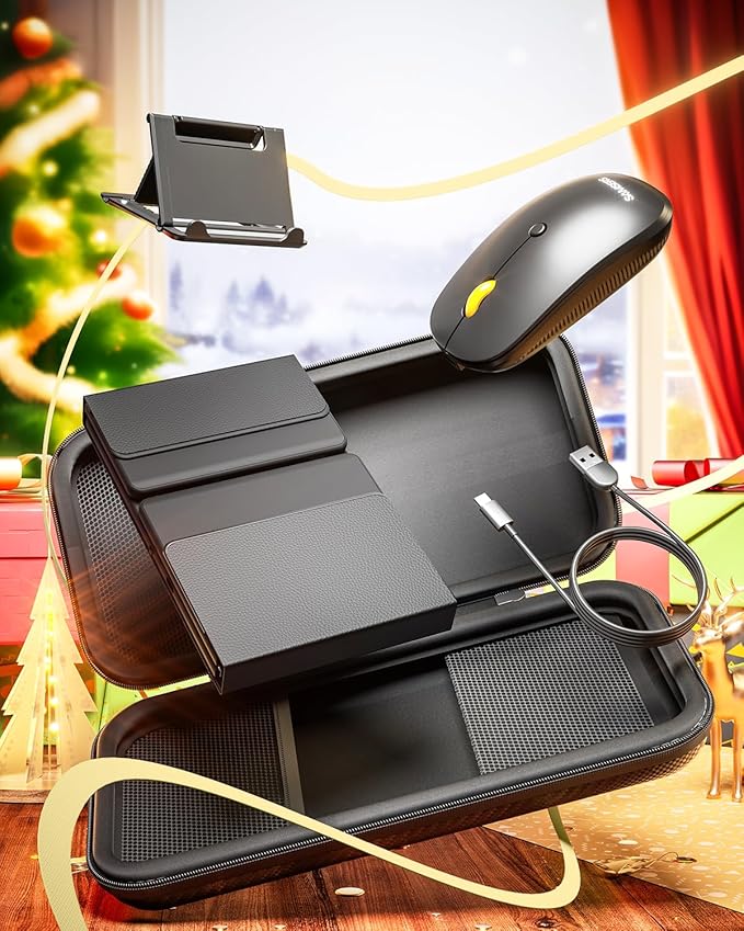 Foldable Keyboard and Mouse, Samsers Folding Bluetooth Keyboard Combo, 2.4G + BT5.0 x 2, Full-Size Portable Travel Keyboard & Rechargeable Wireless Mouse for Windows Android iOS Mac OS, Elegant Black