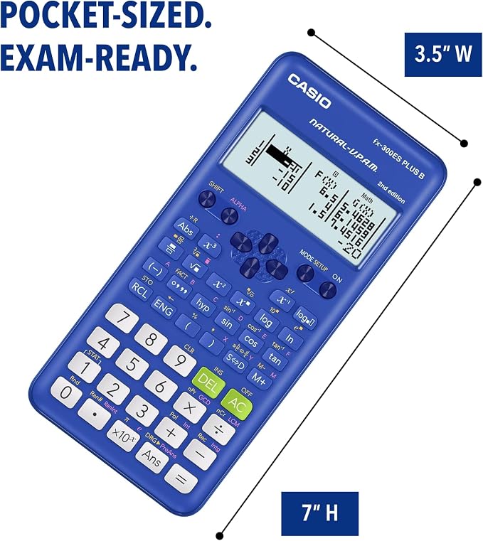 Casio FX-300ESPLSBBUWAIT Scientific Calculator, Blue | 262 functions, natural textbook display; ideal for middle/high school math and algebra