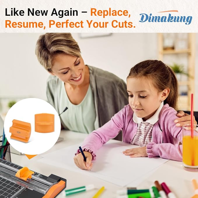 157400-1001 TripleTrack Blade for Fiskars SureCut & Precision Paper Trimmer | Paper Cutter Titanium Blade Style I for Fiskars Portable Craft Paper Trimmer, Orange Paper Cutting Replacement Blade, 2 PCS