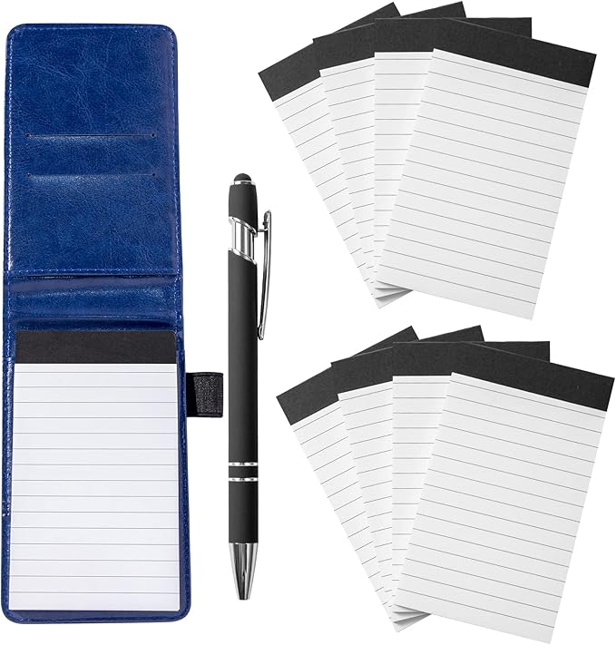 Camelmother 10Pcs Pocket Notepad Holder Set Notebook 3 x 5 Inch With Pen | PU Leather High Value Portable Durable For Cops Security Thinkers & Forgetful Users To Jot Notes And Lists