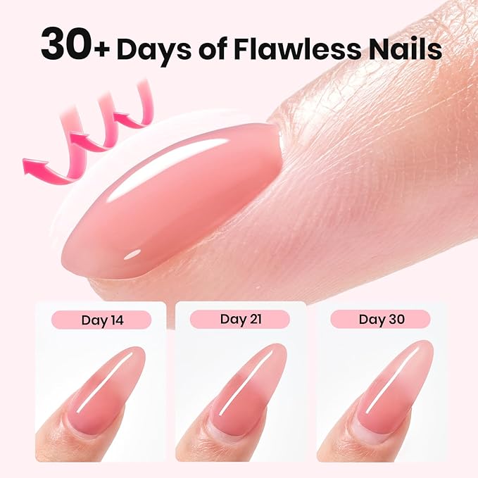Beetles Builder Gel Set with Nail Dehydrator and Primer,Base Top Coat,Rosy Dew-Pink & Glitter Pink for Nails Extension & Apex Strengthening, Thickening Weak Nails, DIY UV Nail at Home for Beginners
