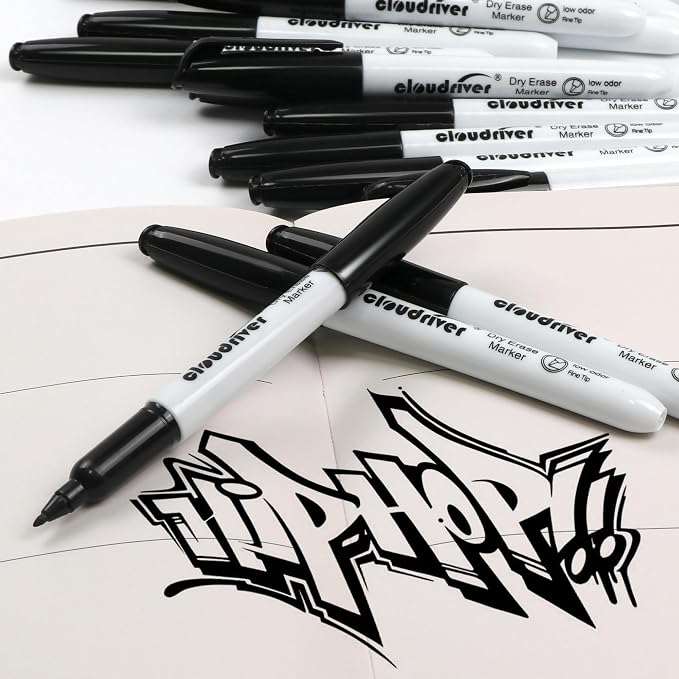 cloudriver Dry Erase Markers Ulta Fine Tip, 72 Pack Black Whiteboard Marker, 0.7mm, Low Odor, For Office And Home