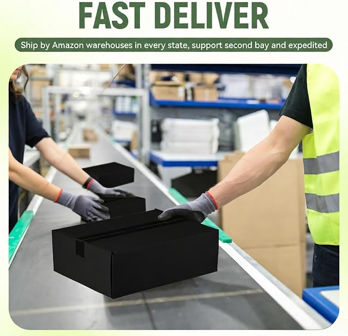 25 Pack 6"x4"x2" inch Shipping Boxes Black Corrugated Cardboard Box for Small Business, Mailer, Shipping, and Packing