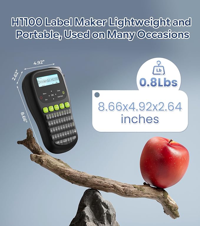 Label Maker Machine with Tape, Handheld Portable Wire Label Maker | Waterproof Labels 12mm Laminated, H1100 Labelmaker with Keyboard, Backlight & One-Touch Key, Industrial Electrical Office Use