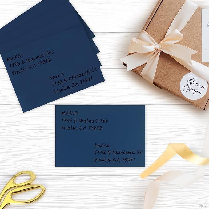 50 Pack A7 Envelopes, Navy Blue Greeting Card Envelopes Self Seal, 5.24 x 7.24 in Envelopes for Birthday Graduation Baby Shower Wedding Invitation Cards