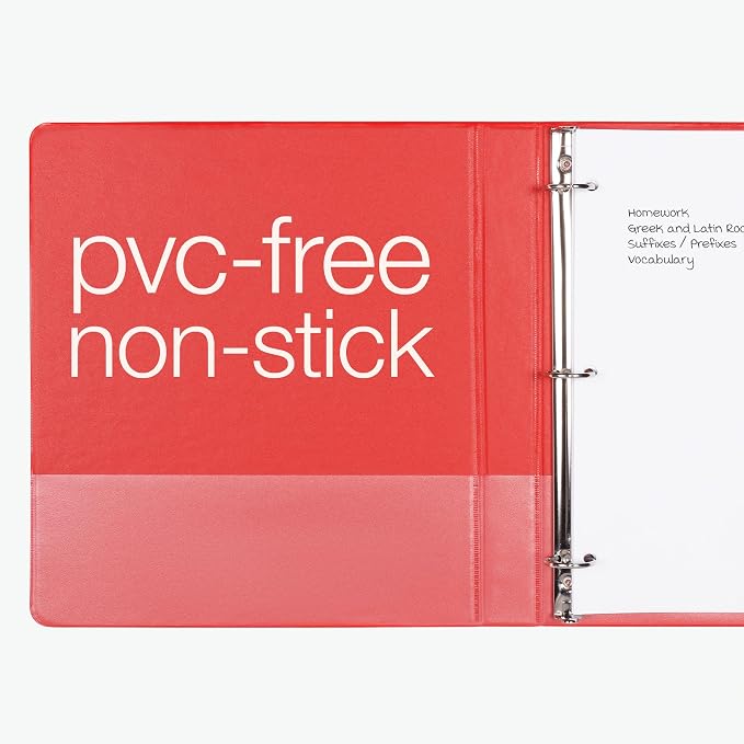 Oxford 1 Inch Binder, Durable 3 Ring 1 Inch with View Cover, XtraLife Hinge, Non-Stick PVC-Free, Red, 225-Sheet Capacity, Single Binder (1017671)