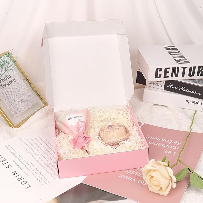 FORBFAN 8x8x2 Pink Shipping Boxes Small 30 Pack, Mailer Boxes for Small Business, Corrugated Cardboard Boxes for Packaging Mailing Shipping