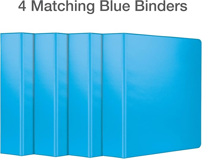 Oxford® 3 Ring Binders, 2" D Rings, Holds 540 Sheets, ClearVue™ Presentation Binder, Blue, 4PK (Pack of 2)