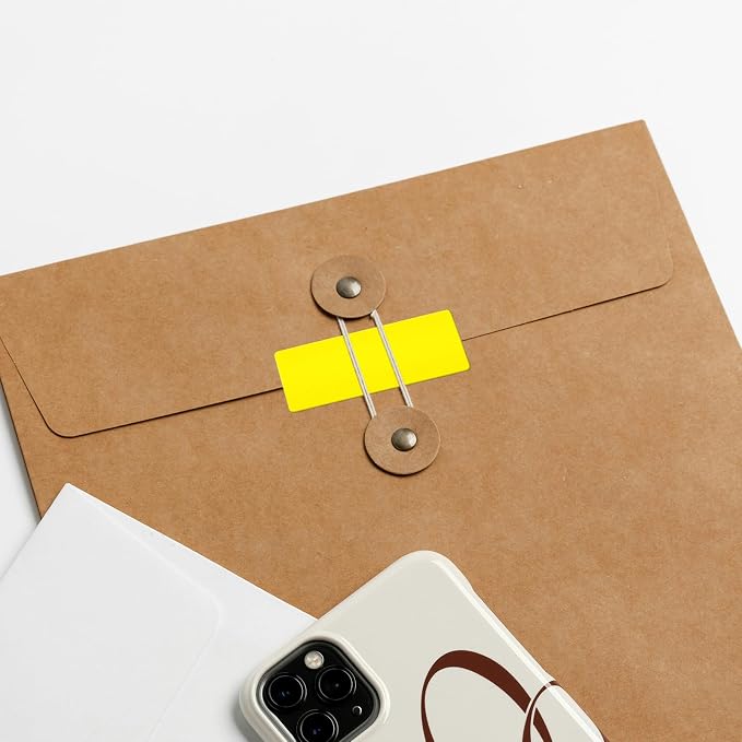 Yellow Rectangle Stickers 2 x 1 Inch Color Coding Labels Vinyl Roll Self-Adhesive Waterproof Removable 500 PCS