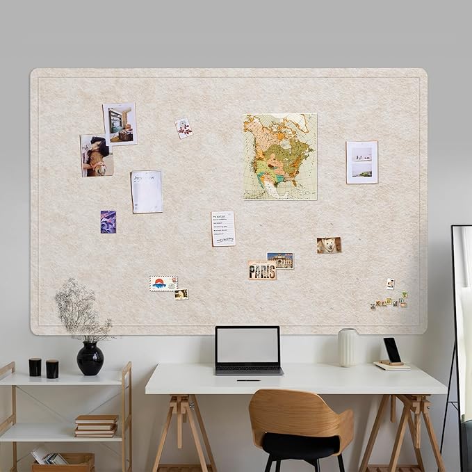 Felt Bulletin Board 72x48 inches, Decorative Pin Board for Home & Office | Cork Board Alternative for Wall with Push Pins, Display Mood Board for Photos, Notes & Reminders