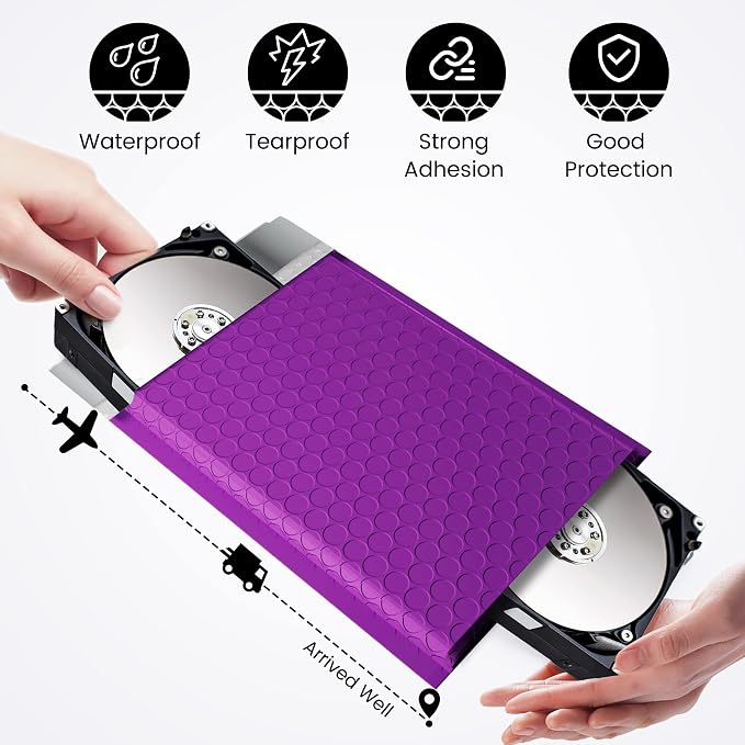 Fuxury Bubble Mailers 6x10 Inch 500 Pack Purple Padded Envelopes Bulk | #0 Usable Size 6x9" Bubble Envelopes Self Seal Padded Mailer Strong Adhesion for Mailing Jewelry,Makeup