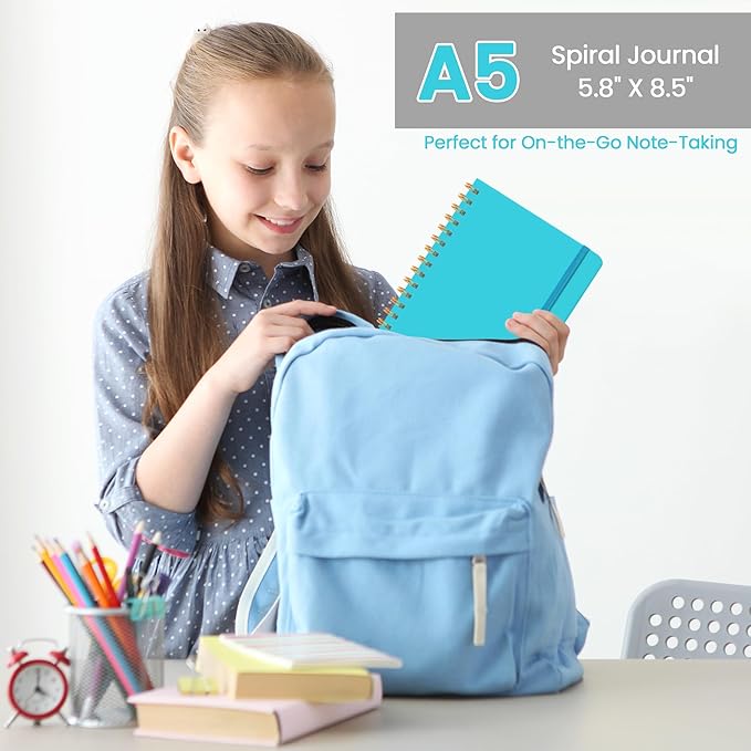Lined Spiral Journal Notebook, A5 College Ruled Notebook for Note-Taking | 100 GSM No-Bleed Paper, Perfect for Writing, Journaling & Staying Organized at Work, School, or Home