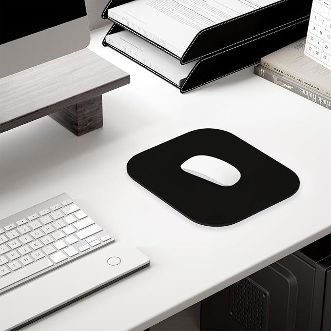 Hsurbtra Mouse Pad, Premium-Textured Small Square Mousepad 8 x 9 Inch Black, Thick 3 mm Anti-Slip Waterproof Rubber Pretty Cute Computer Mat for Office Home Gaming Laptop Men Women Kids