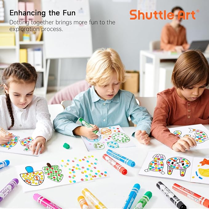 Shuttle Art Dot Markers, 15 Colors Washable Markers for Toddlers,Bingo Daubers Supplies Kids Preschool Children, Non Toxic Water-Based