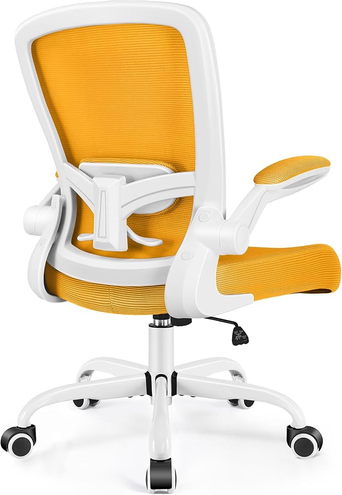 FelixKing Office Chair, Ergonomic Desk Chair Breathable Mesh Chairs Adjustable High Back Lumbar Support Flip-up Armrests, Executive Rolling Swivel Comfy Computer Chairs Home Office Yellow