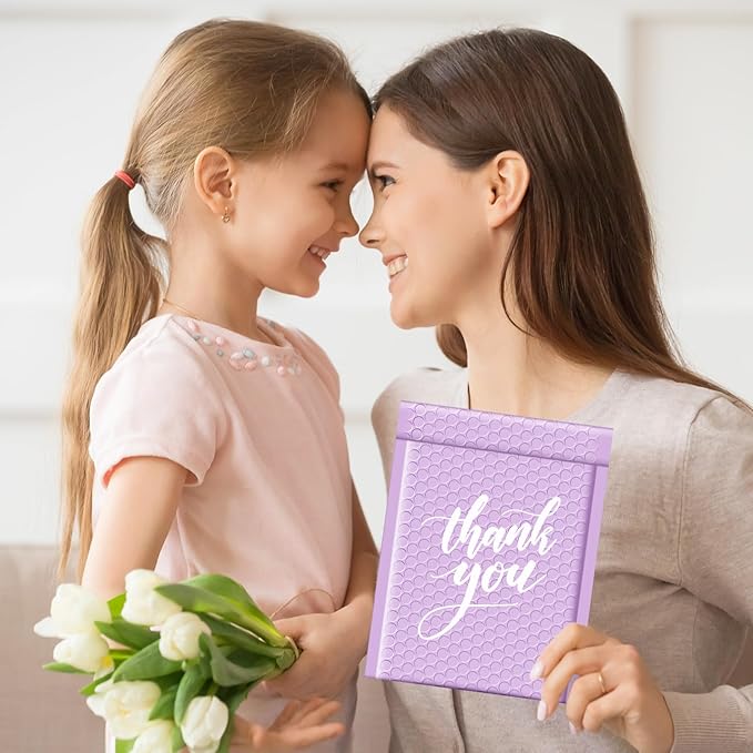 Fuxury Bubble Mailers 6x10 Inch Padded Envelopes 100 Pack Usable Size 6x9" | Cute Self Seal Padded Mailers Small Bubble Shipping Envelopes for Mailing Jewelry,Makeup, Lavender Purple #0