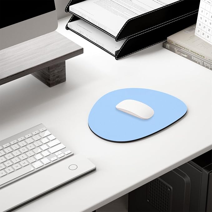 Hsurbtra Mouse Pad, Premium-Textured Small Oval Mousepad 8.7 x 7.1 Inch Blue, Thick 3 mm Anti-Slip Waterproof Rubber Pretty Cute Computer Mat for Office Home Gaming Laptop Men Women Kids