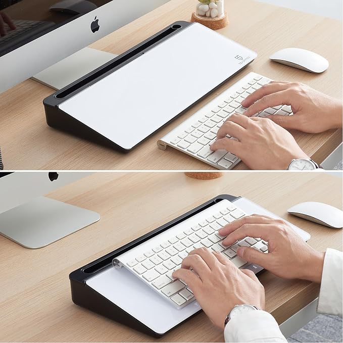 Desktop Whiteboard Dry-Erase-Board - Computer Keyboard Stand White Board Surface Pad with Drawer, Desk Organizers with Accessories for Office, Home, School Supplies - Black