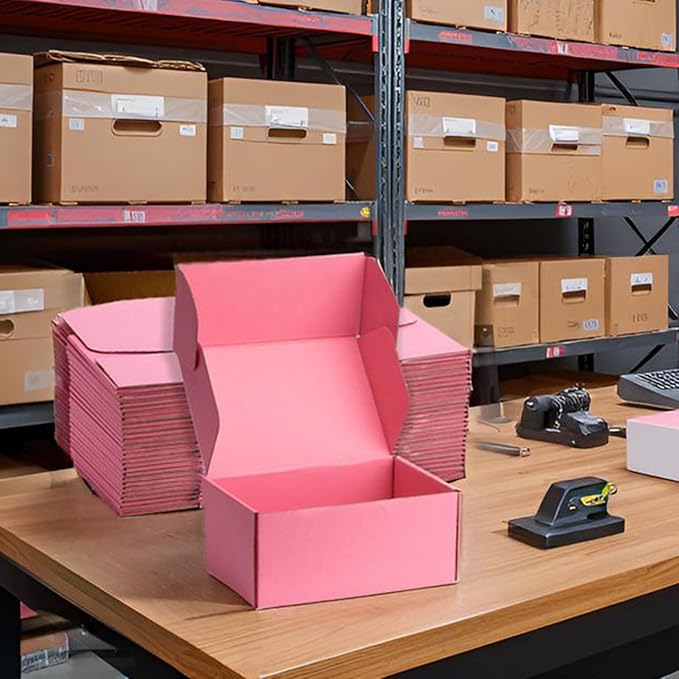 Small Shipping Boxes 9x6x4 Inches – Pink Corrugated Cardboard Boxes (20-Pack) for Mailing, Packing, Small Business & Gift Packaging - Recyclable & Sturdy