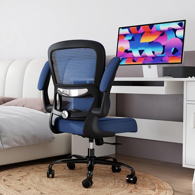 TRALT Office Chair - Ergonomic Desk Chair with Adjustable Lumbar Support, Mesh Computer Chair, Executive Chair for Home Office Comfortable Lumbar Support (1, Deep Blue)