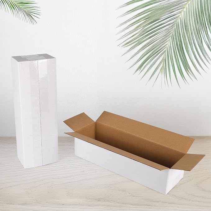 Hoikwo 12x4x3 Shipping Boxes Set of 25, White Corrugated Cardboard Box for Small Business for Packaging Mailing
